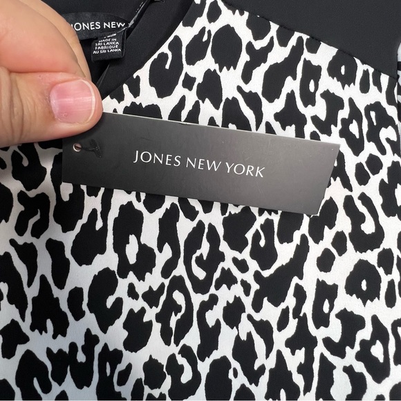 NWT Jones New York white and black leopard print stretch tunic dress size 16 - Picture 5 of 9